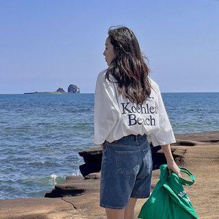 Letter Loose-fit Longline T-shirt