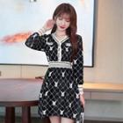 Long-sleeve Rabbit Print Mini A-line Dress