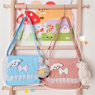 Mesh Trim Nylon Crossbody Bag