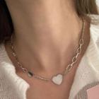Heart Pendant Choker Silver - One Size