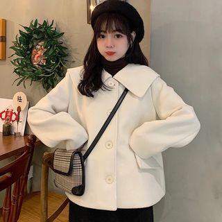 Collared Single-breasted Jacket White - One Size