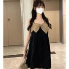 Strappy Bow-front Mini A-line Dress / Cardigan