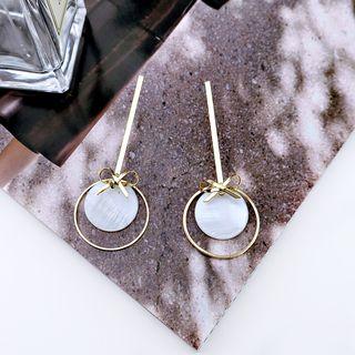 Bow Accent Paua Shell Drop Earrings