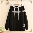Number Embroidered Drawstring Hoodie