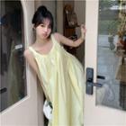 Spaghetti Strap Midi A-line Dress Yellow - One Size