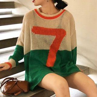 Color Block Sweater Green - One Size