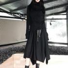 Mock Neck Knit Pullover / A-line Midi Skirt