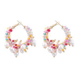 Faux Pearl Bead Hoop Earring