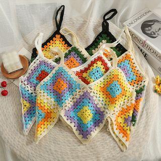 Eyelet Argyle Crop Top