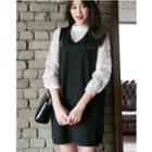 Set: Long-sleeve Lace Top + Jumper Dress