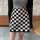 Check A-line Skirt Check - Black & White - One Size