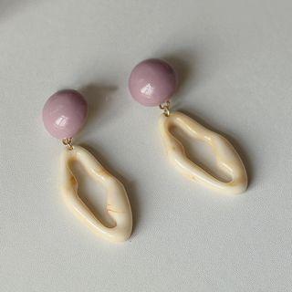 Geometric Drop Earring 1 Pair - C - 321 - Pink Bean - Beige - One Size