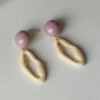 Geometric Drop Earring 1 Pair - C - 321 - Pink Bean - Beige - One Size