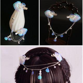 Faux Pearl Shell Hair Clip Blue - One Size