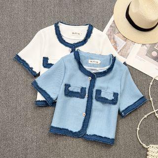 Short Sleeve Contrast Trim Jacket