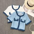 Short Sleeve Contrast Trim Jacket