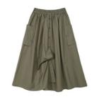 Button-up Cargo Midi A-line Skirt