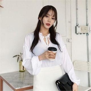 Frilled Tie-neck Top