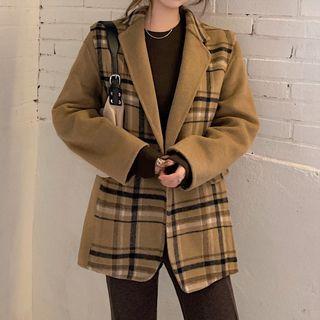 Plaid Panel Blazer / Wide Leg Pants