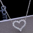 Rhinestone Heart Sterling Silver Necklace