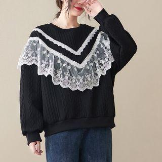 Lace Ruffled Sweatshirt