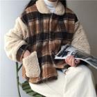 Check Fleece-lined Loose-fit Jacket