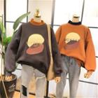 Turtle-neck Mock Two-piece Printed Oversize Sweatshirt