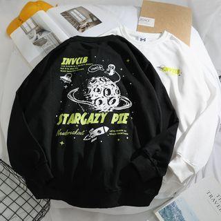 Long Sleeve Planet Print Sweatshirt