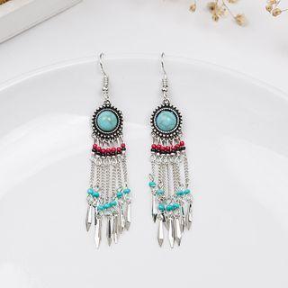 Retro Turquoise Alloy Fringed Earring