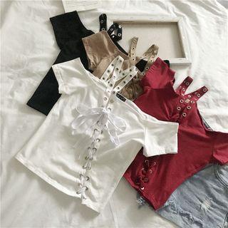 Lace Up Off-shoulder T-shirt