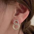 Rhinestone Alloy Hoop Asymmetrical Dangle Earring 1 Pair - Silver Stud - Gold - One Size