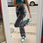 High-waist Tie-dye Straight-leg Mom Jeans