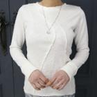Round-neck Paneled Ribbed Top