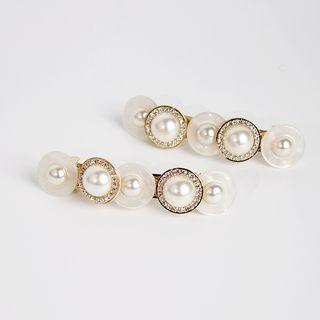 Rhinestone Faux Pearl Hair Clip As Shown In Figure - One Size