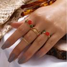 Set Of 8: Alloy / Rose Ring (assorted Designs) 0579 - Gold - One Size