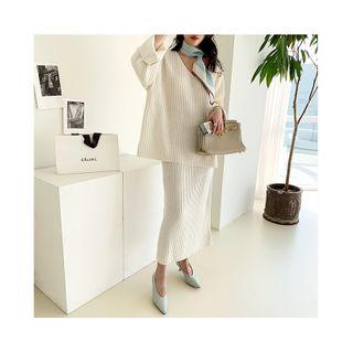 Oversize Sweater & Maxi Skirt Rib-knit Set