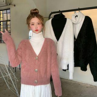 Turtleneck Ribbed Knit Top / Cardigan
