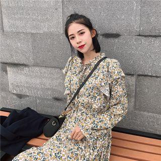 Floral Ruffle Long-sleeve Dress