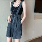 High-waist Dungaree Shorts / Camisole Top