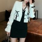 Halter-neck Mini Bodycon Dress / Cropped Lace-up Single-breasted Blazer