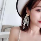 Floral Print Fabric Fringed Earring