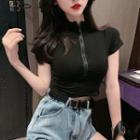 Zip Short-sleeve Cropped Top