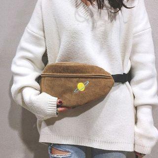 Embroidered Corduroy Belt Bag