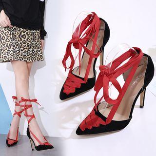 Pointy Stiletto Heel Lace-up Sandals