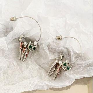 Alloy Cat Dangle Earring 1 Pair - Silver - One Size