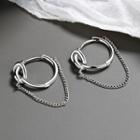 Knot Chain Hoop Earring 1 Pair - Hoop Earring - Knot Chain Tassel - Silver - One Size