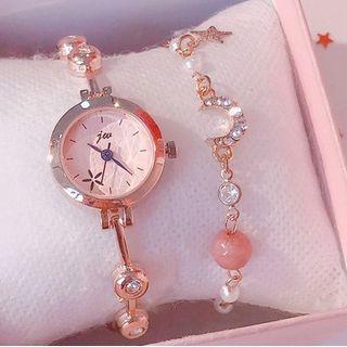 Rhinestone Bracelet Watch Box Set