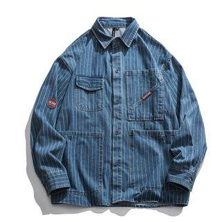 Striped Denim Shirt Jacket