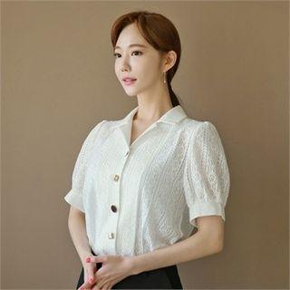 Button-detail Laced Blouse