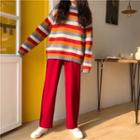 Color-block Long-sleeve Sweater / Wide-leg Sweatpants
